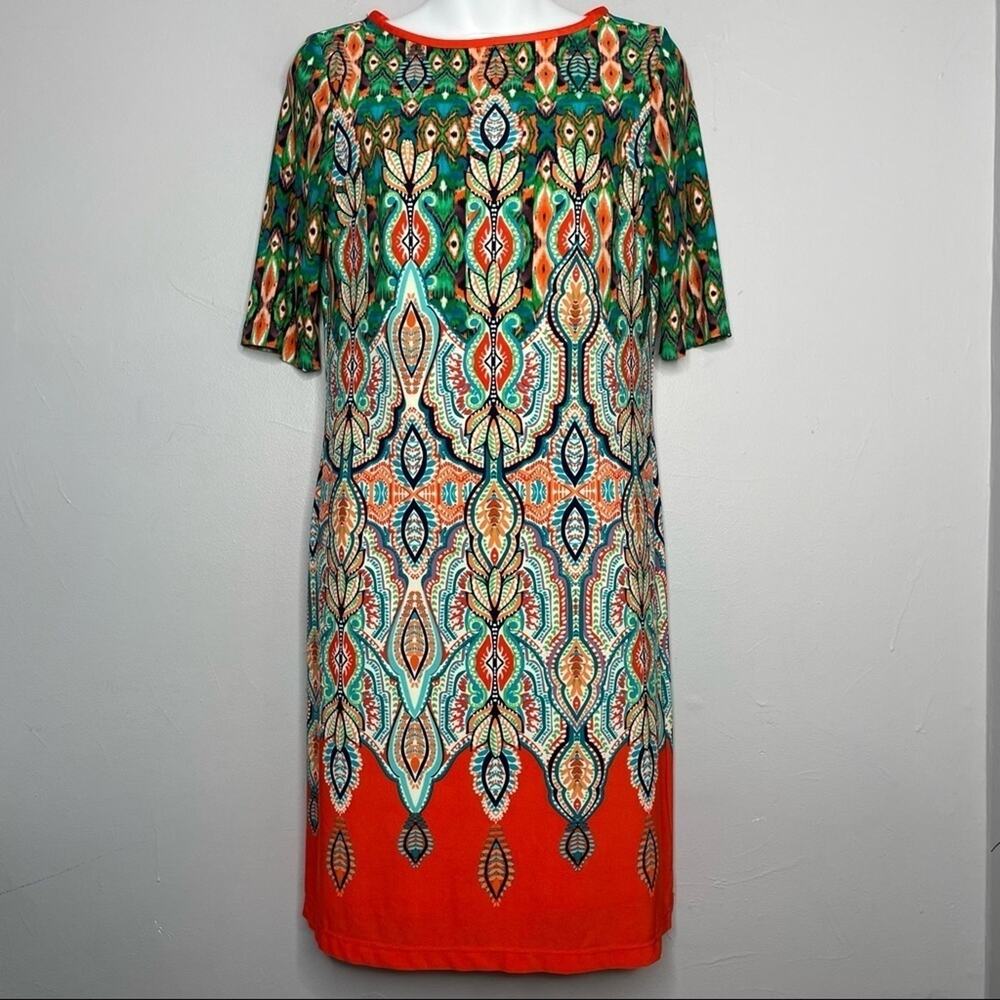 ELIZA J Dress Womens 4 Bold Boho Colorful Maximalist Party Event Occasion Modest